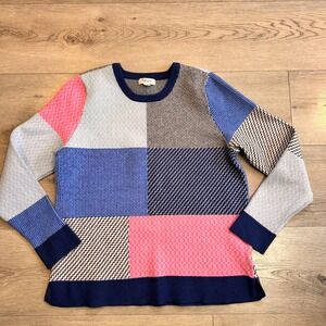 Style & Co Patchwork Knit Sweater Womens Size Medium M Pullover‎ Geometric